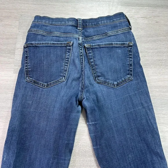 Free People Skinny Jeans Womens 24 Blue Dark Wash Ripped Knees Stretch Denim - Picture 4 of 15